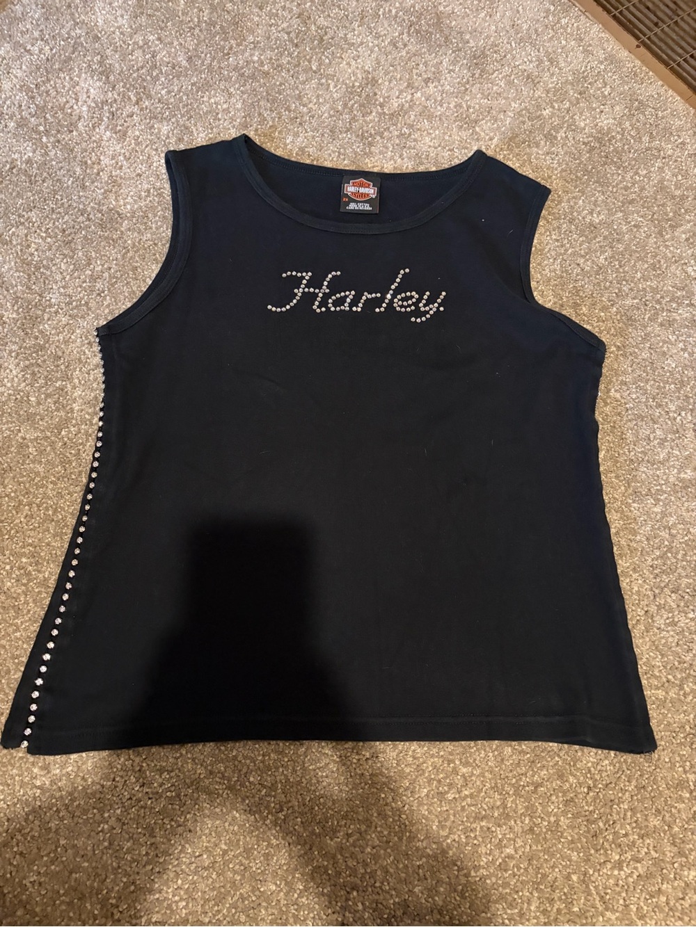 Y2K Harley Davidson Rhinestoned Tank Top Biker 90s Plus
